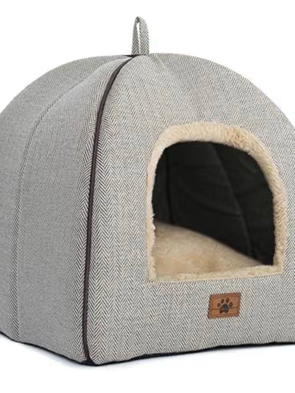 Soft Beige 2-in-1 Cat Bed & Tent - Plush Cozy Pet Bed - Picture 8 of 10
